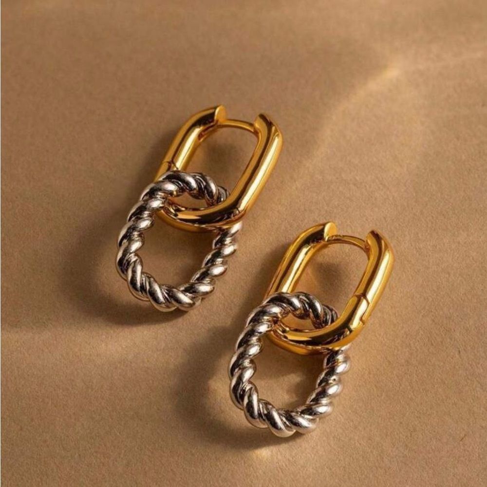 Gold And Silver Hoop Earrings Q418
